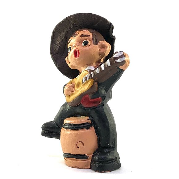 Vintage Spanish Terra Cotta Mud People Figurine Guitar Player Folk Dancing Clay - Picture 2 of 12